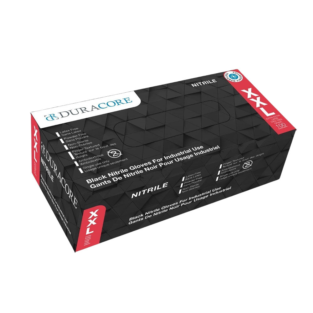DURACORE Industrial Grade Black Nitrile Gloves 6mil (Box of 100)