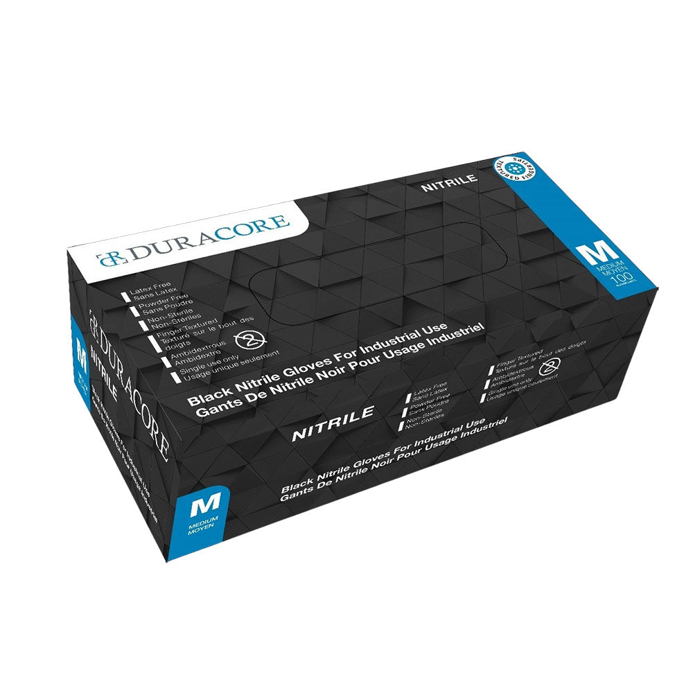 DURACORE Industrial Grade Black Nitrile Gloves 6mil (Box of 100)