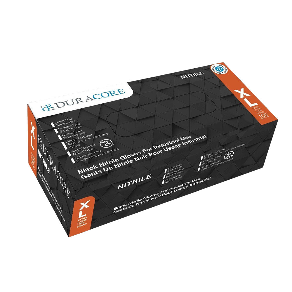 DURACORE Industrial Grade Black Nitrile Gloves 6mil (Box of 100)